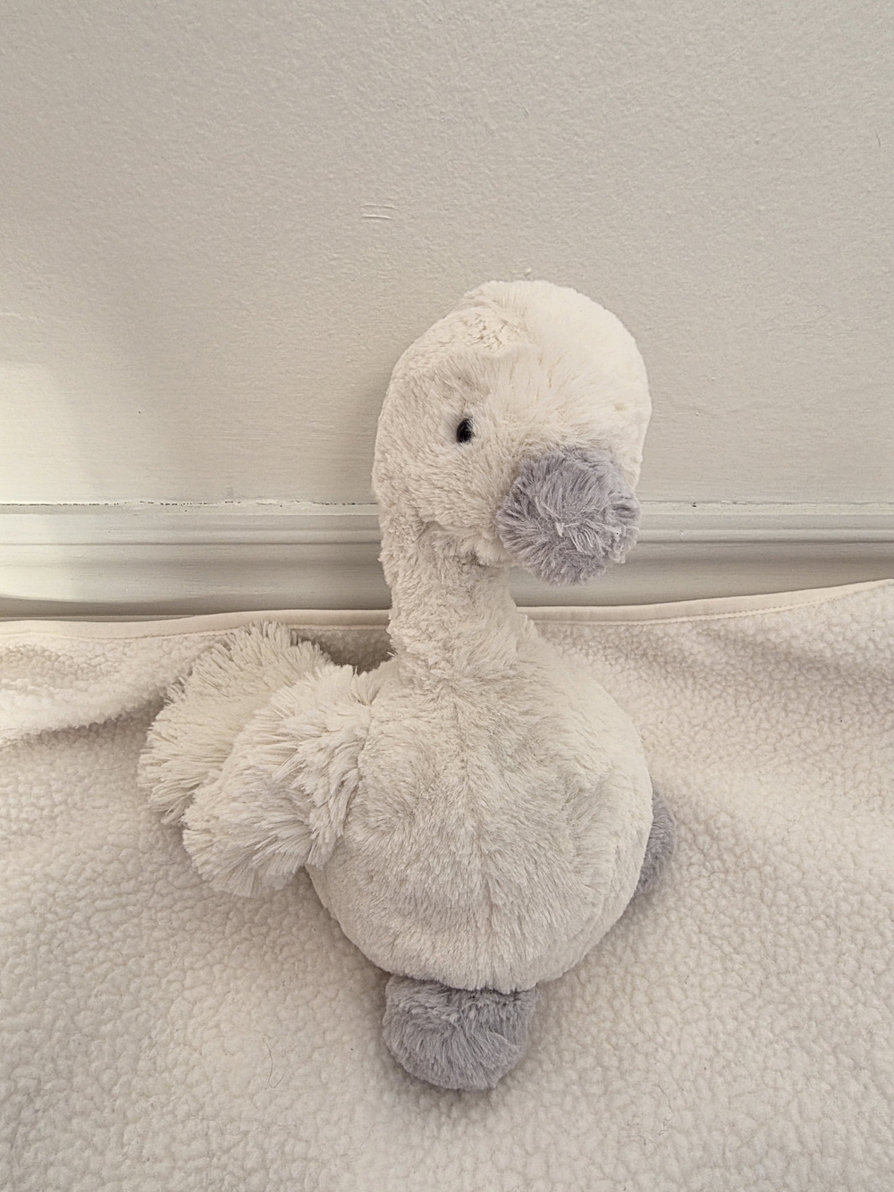 Retired Jellycat Syllabub Swan Medium Cream Grey Chime Plush 11" VGUC